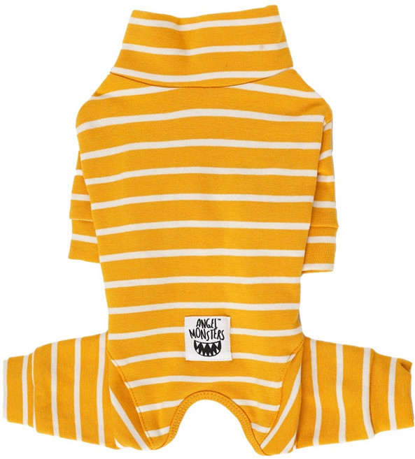 엔젤몬스터 반려동물 스트라이프 하이넥 커버롤 올인원 OR001, 290 Yellow, 1개
