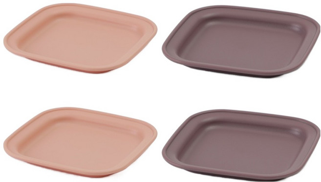 나인웨어 올디너리 사각접시 2종 x 2p 세트, 1세트, 단품, 핑크, 바이올렛