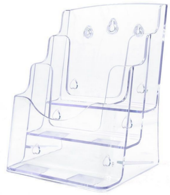 스타리움 아크릴 전단지 카달로그 꽂이 A4 3단, 투명, 1개