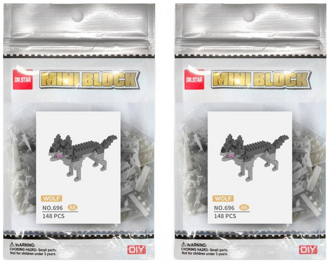 닥터스타 WISEHAWK 늑대D 나노블럭 696-A6dr, 혼합색상, 2개