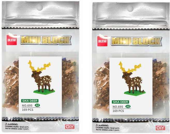 닥터스타 WISEHAWK 꽃사슴D 나노블럭 695-A8dr, 혼합색상, 2개