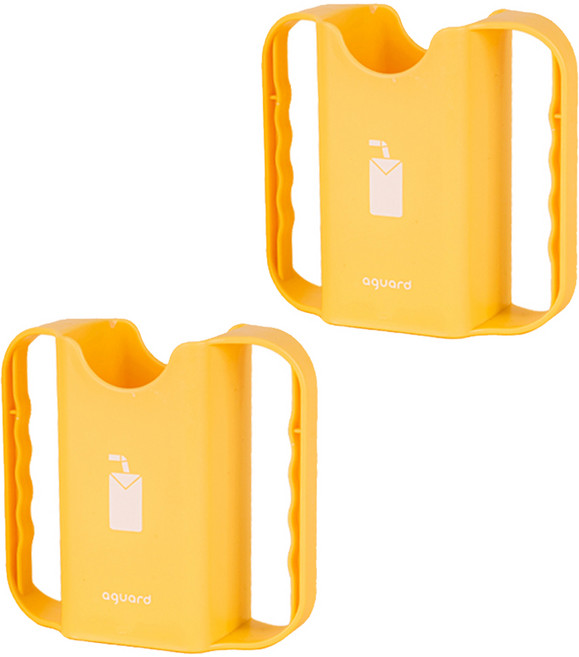 아가드 유아용 125ml 전용 미니 우유 팩 홀더, 옐로우, 2개