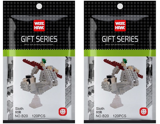 와이즈호크 나무늘보 나노블럭 B20wh, 혼합색상, 2개