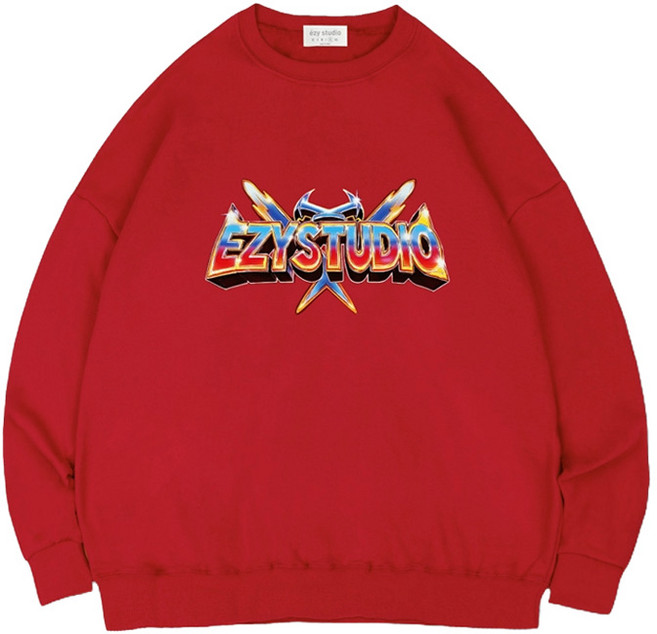 ezy studio Chrome Logo 寬鬆版三層毛圈大學T