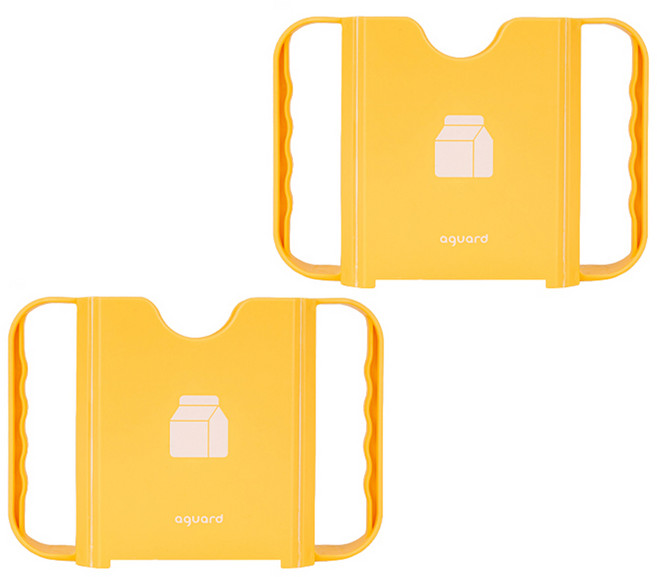아가드 아동용 사이즈 조절 확장형 우유 팩 홀더, 옐로우, 2개