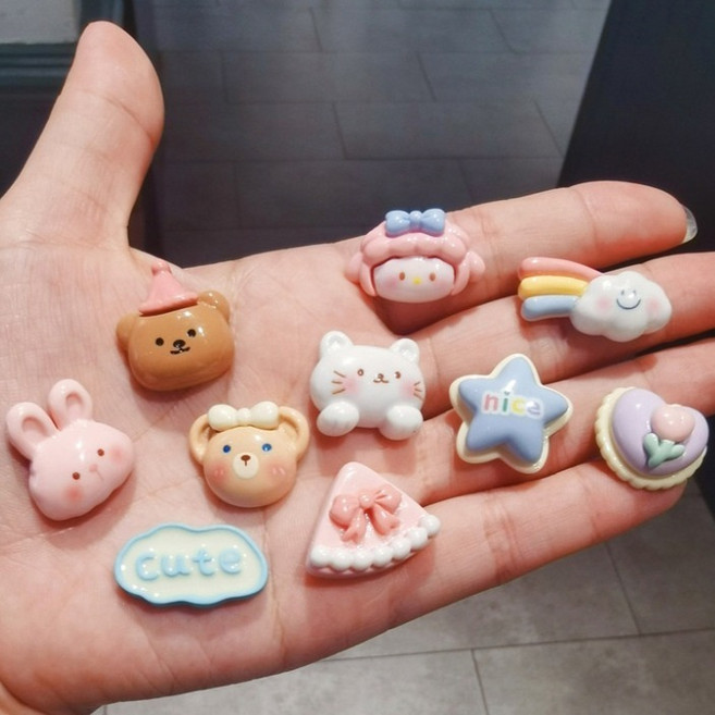 맙소샵 꽃나들이 귀여운 신발파츠 10종 + 보관파우치 세트 HR384