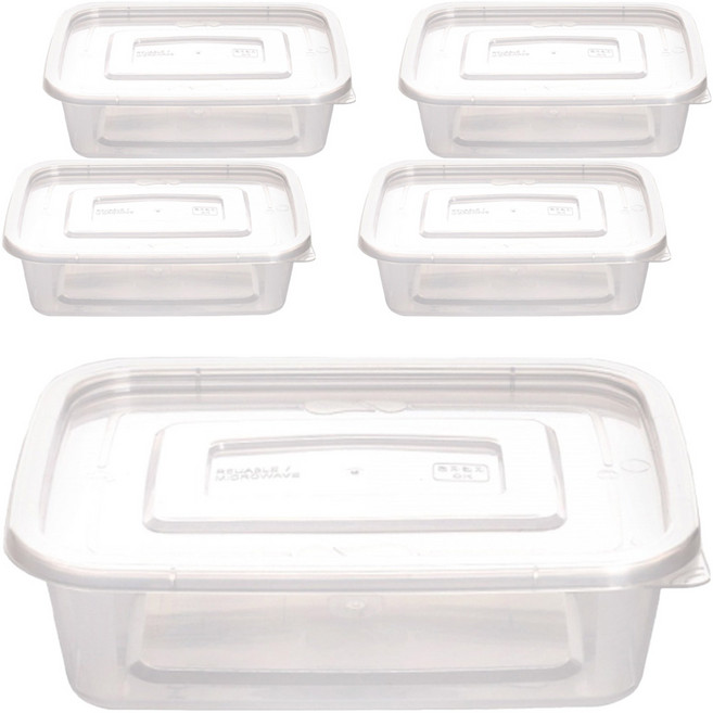 생활미소 사출 다회용 밀폐사각용기 300ml, 1개입, 5개