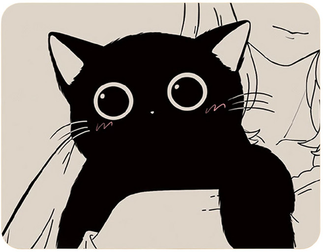 머니풀 귀여운 검은 고양이 작은 마우스 패드, 큐티 캣, 1개