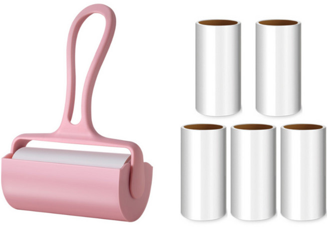 피앤케이 돌돌이 테이프클리너 본품 + 커버 + 리필 5p 세트 핑크, 1세트