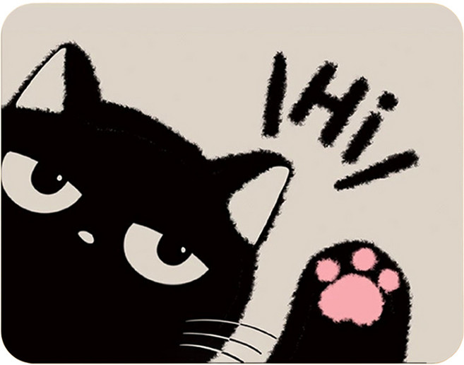 머니풀 귀여운 검은 고양이 작은 마우스 패드, 하이 캣, 1개