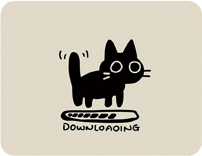 머니풀 귀여운 검은 고양이 작은 마우스 패드, 다운로딩 캣, 1개