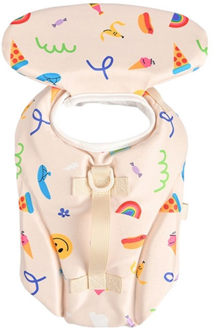 퍼피아 반려동물 레인보우 구명조끼 OAZA-LJ6817, 아이보리, 1개