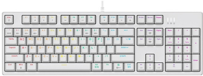 앱코 카일 광축 V2 LED 게이밍 기계식 유선 키보드, 화이트, K660S V2, 청축