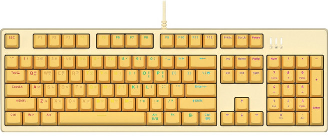 ABKO Kailh 光軸 V2 LED 電競機械式有線鍵盤, 黃色, K660S V2, 茶軸