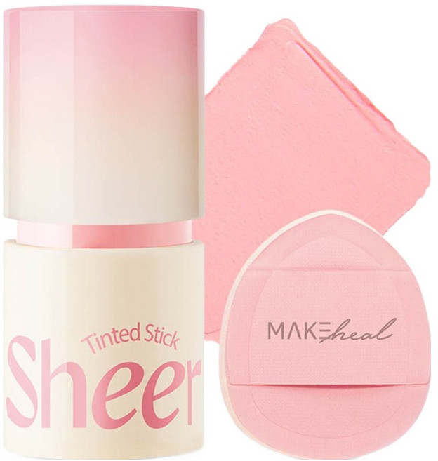 메이크힐 틴티드 쉬어 스틱 6g + 핑거 퍼프 세트, 01 쉬어 블라썸, 1개