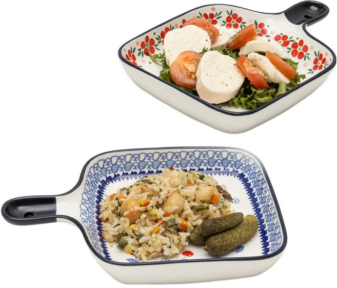 프라카 핸들 앞접시 2p 세트, 1세트, 단품, 체리 + 제니아