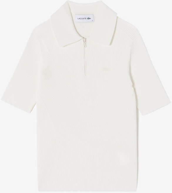 라코스테 여성용 슬림핏 3D 하프 짚업 스웨터