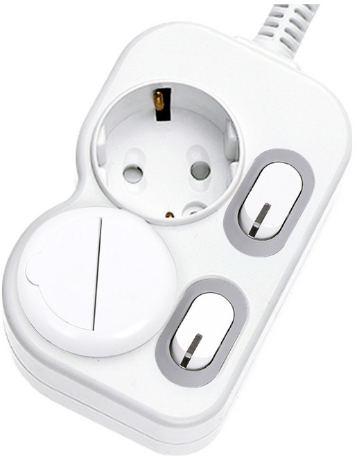 에코파워탭 국내 제조 개별 절전 과부하차단 멀티탭 2구 SMC-303B + 안전커버, 5m, 화이트, 1개