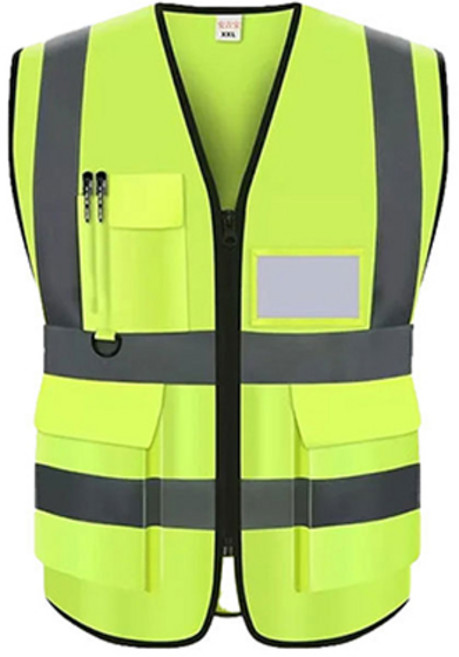 포켓형 메쉬 작업 안전조끼, 형광, 1개
