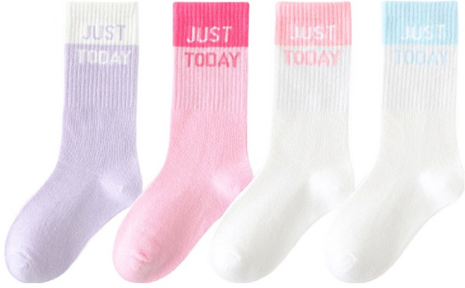 아이뿜 여아용 투데이 스포츠 종아리 양말 4켤레 세트 J27