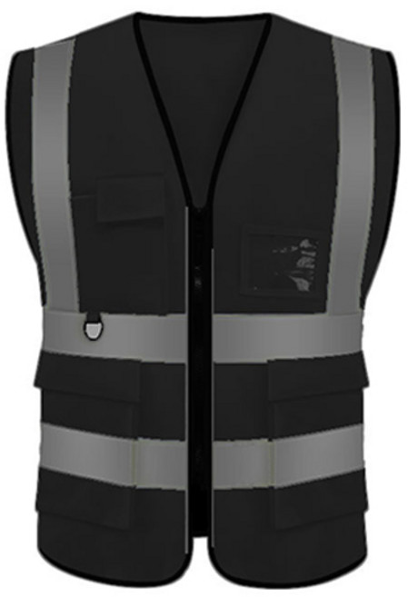 포켓형 메쉬 작업 안전조끼, 블랙, 1개