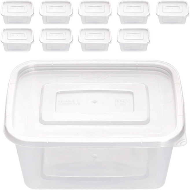 생활미소 사출 직사각 밀폐용기, 10개, 500ml