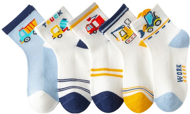 아이뿜 남아용 붕붕 덤프카 메쉬 양말 5종세트 G60