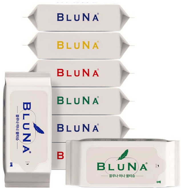 블루나 더퍼스트 미니 물티슈 랜덤발송, 50g, 8매, 8개