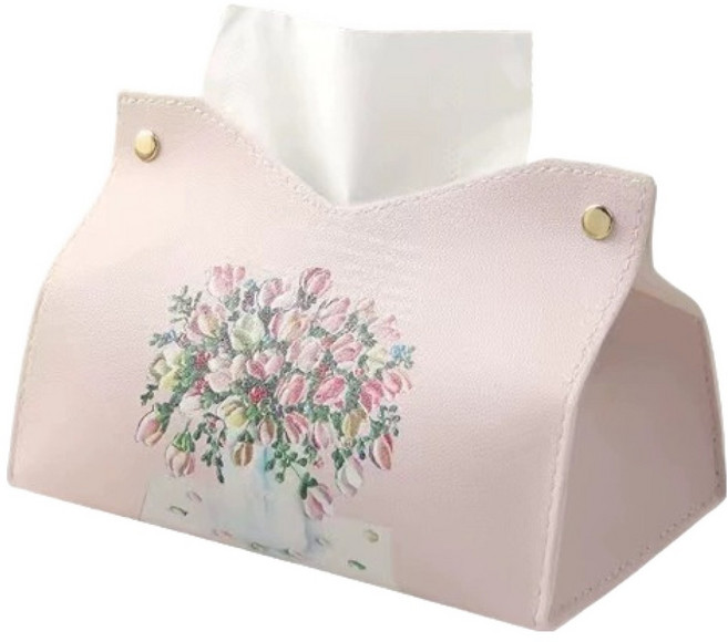 썬문 품격 있는 가죽 각티슈 케이스, 핑크