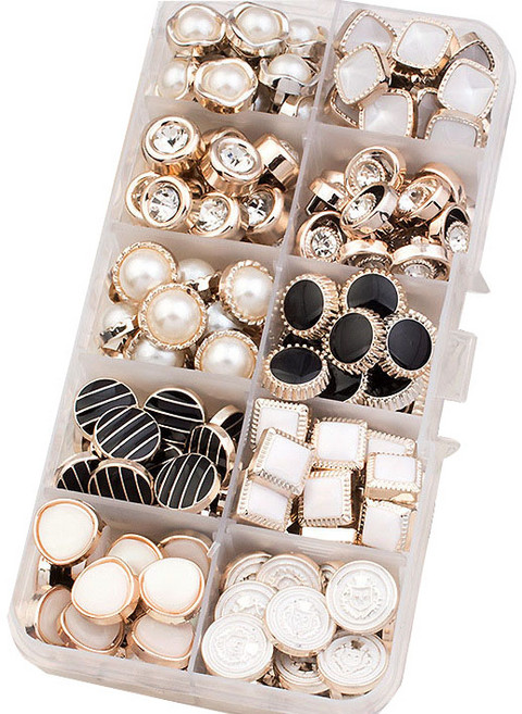 코히모 고급 단추 의류 부자재 10종 x 100p 세트 4W495, 혼합, 1세트