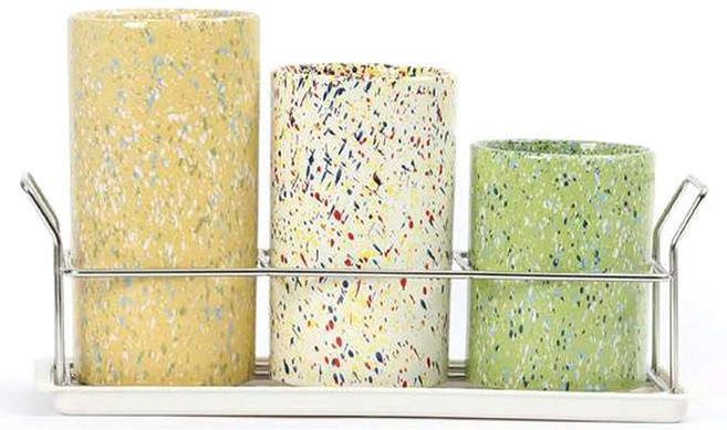 폴마르켄 스텔라 도자기 3단 수저통 세트, 혼합색상, 1세트