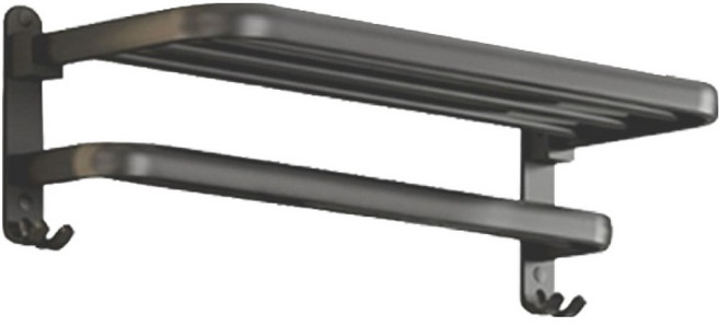 인뮤즈 무타공 접착식 알루미늄 선반형 수건걸이, 그레이, 1개