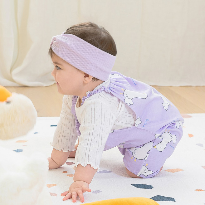 타티네쇼콜라 유아용 GL 오리 멜빵 상하의 세트