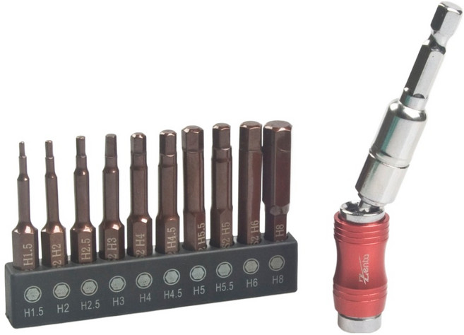 젠타코리아 전동드라이버용 육각비트 50mm 10종 + 앵글 익스텐션 세트, 1세트