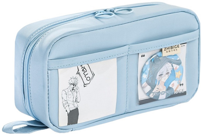 미소로운 문구가방 스타일 필통파우치, 블루, 1개