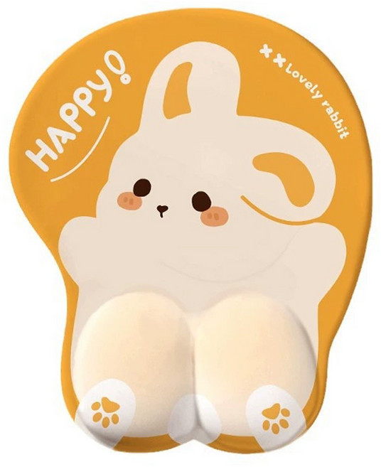 머니풀 귀여운 래빗 손목 보호 마우스패드, 1개