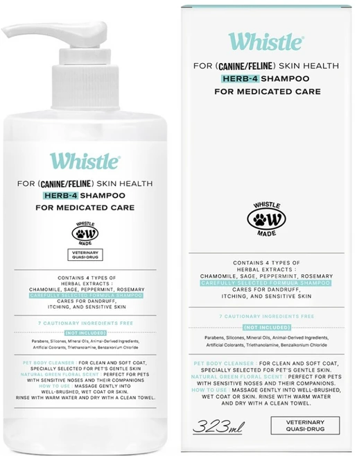 휘슬 반려동물 스킨헬스 허브4 약용 샴푸, 323ml, 1개 - 쿠팡