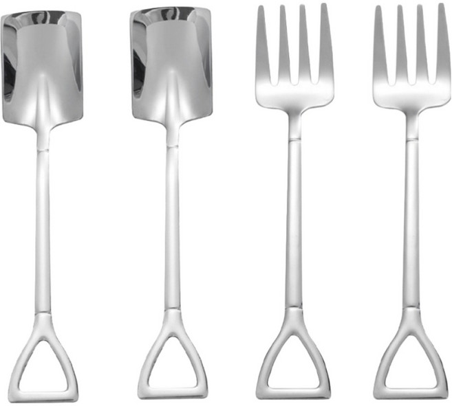 센스팡 스텐 304 삽스푼 사각 2p + 포크 2p 세트, 1세트, 스푼 2p + 포크 2p