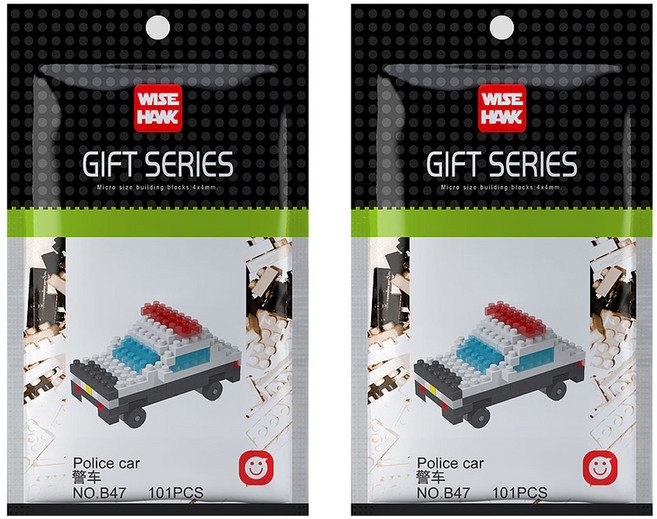 와이즈호크 경찰차 나노블럭 2세트 B47wh, 혼합색상, 1세트