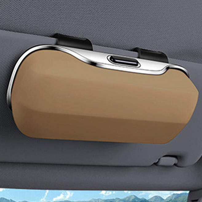 리버폭스 차량용 썬바이저 썬글라스 안경 클립형 수납 거치대, 베이지, 1개