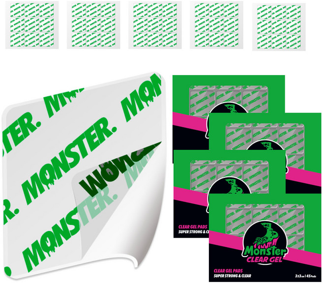 몬스터겔 초강력 양면 스티커형 사각 클리어겔 45p, 4개
