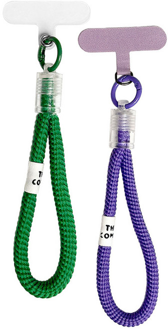 모나코올리브 핸드폰 도난 분실 방지 스트랩 2종 세트, 그린, 퍼플, 1세트