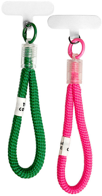 모나코올리브 핸드폰 도난 분실 방지 스트랩 2종 세트, 그린, 핑크, 1세트