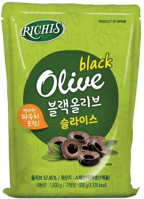 리치스 블랙올리브 슬라이스 파우치, 1개, 1.6kg