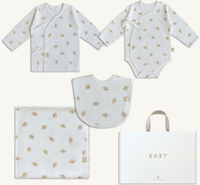 베이비앤아이 사계절 배냇저고리 + 슈트 + 속싸개 + 턱받이 선물 세트