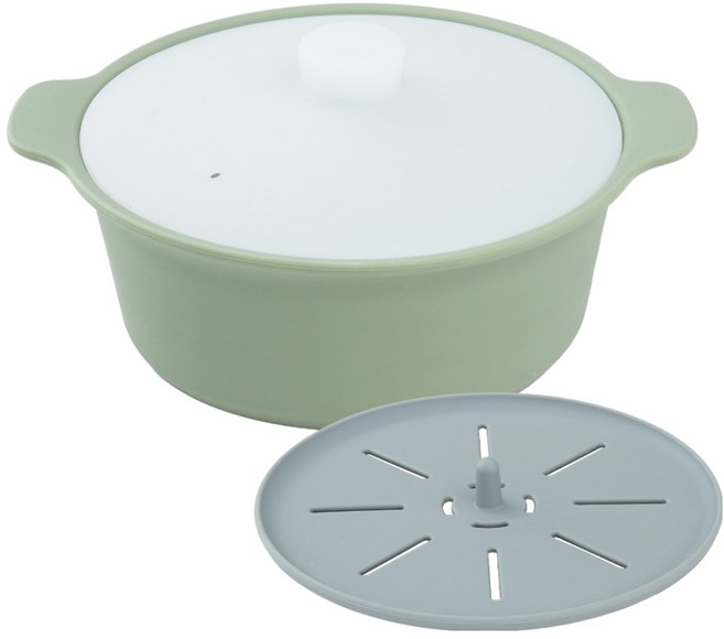 홈하우스 실리콘 멀티 냄비 찜기+받침대 1500ml, 올리브, 1개