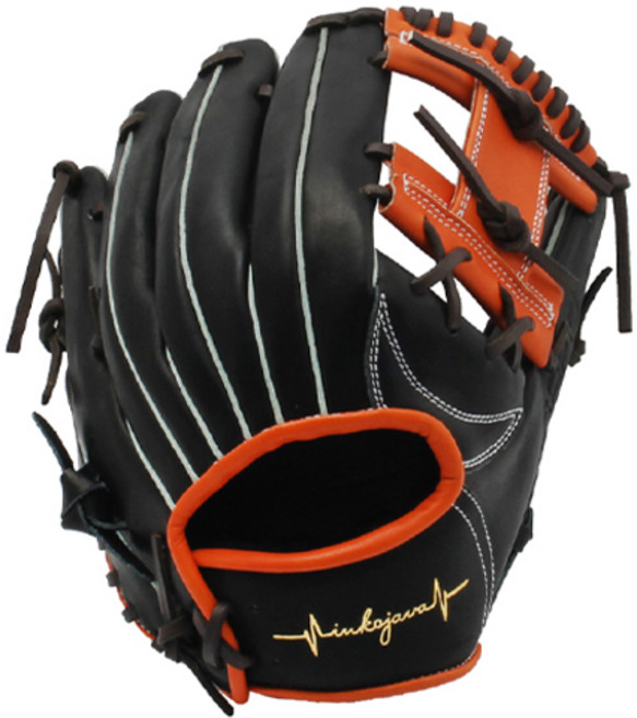 IKJ 내야 글러브 우투용 RP BP-2 25, BLACK + ORANGE + DBROWN, 1개