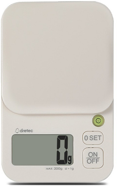 dretec 廚房電子秤, 2kg, KS-742EIVI, 象牙白