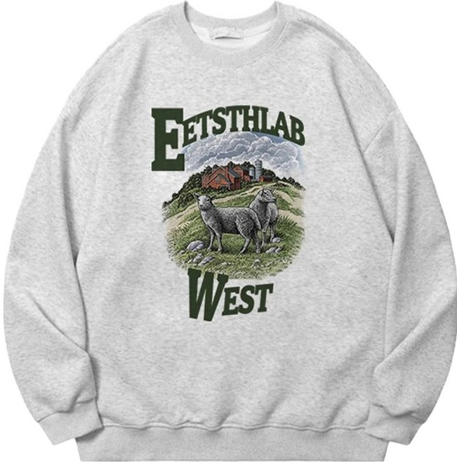 구디프 여성용 빈티지 스트릿 라운드넥 루즈핏 맨투맨