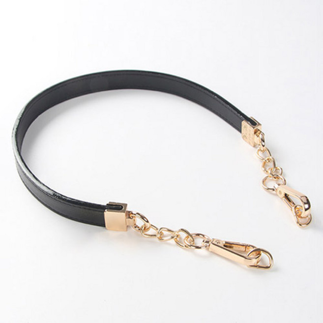 심플라인 여성용 가방 가죽 핸들 짧은 체인 스트랩, 블랙, 1개